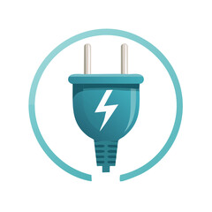 Electric Plug Icon Inside Light Blue Circle Shows Power and Energy Solutions