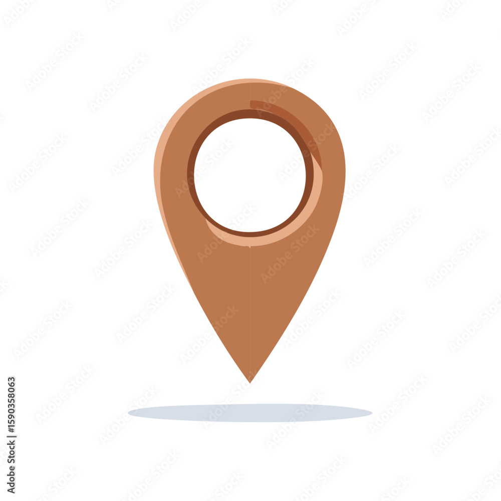 Poster bronze colored map pointer location pin icon for navigation technology or mobile device gps guidance