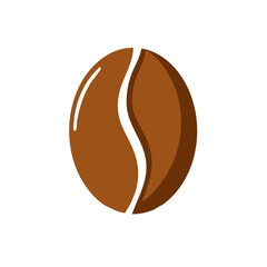 Stylized Illustration of a Roasted Coffee Bean with Curvature