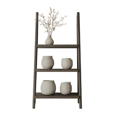 Fototapeta premium A detailed portrayal of a modern Display Cabinet with glass-front panels, elegant shelving, and refined detailing, isolated on transparent background