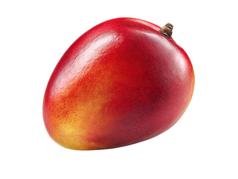 Ripe red mango isolated on black background fresh tropical fruit, Isolated On Transparent Background, Png