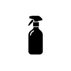 Flat vector illustration of a spray bottle icon in black silhouette.

