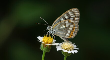 Fototapeta premium Butterfly on flowers daytime closeup