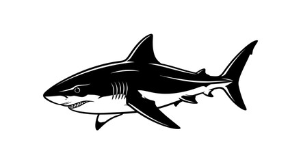Vector great white shark vector illustration, predatory sea animal drawing, marine wildlife silhouette design art