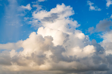 Obraz premium Morning sky with cloud. Sky and cloud formation. Weather cloudscape. Sky filled with cloud reflection. Overcast scene. Cloudy sky view. Cloud drifting. Cloudy atmospheric backdrop