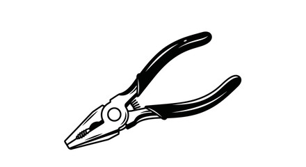 Vector isolated black and white pliers tool vector illustration for diy repair and construction projects needs