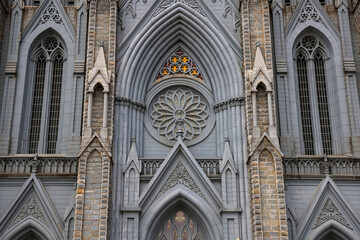 Close up view of Historic St. Joseph s Cathedral was constructed in 1936 in Mysore city, Karnataka...