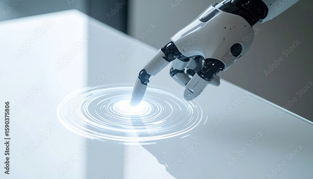 Poster close-up of robotic arm equipped with precision tools performing a detailed scientific or industrial