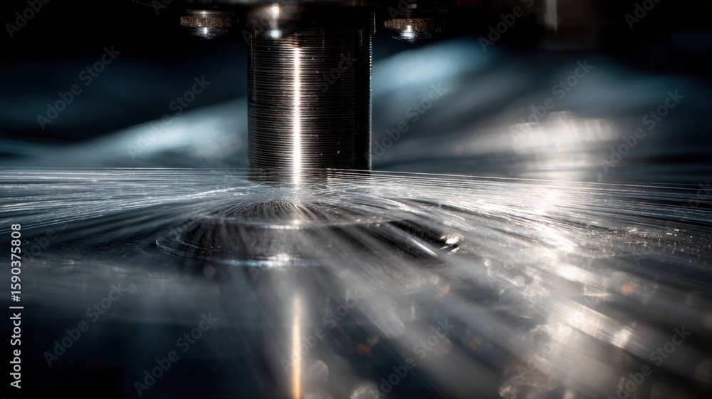 Poster tensile testing machine is stretching an optical fiber under controlled conditions, simulating the e