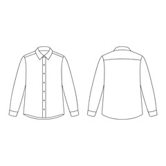 Flat technical drawing template of a long-sleeve shirt  