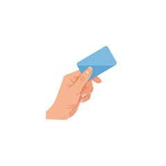 Human Hand Holding Blank Blue Card for Business Transactions, Digital Payments, or Identity Representation