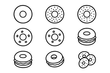 Bakery, confectionery outline icon set. doughnuts, sweets, desserts icons collection