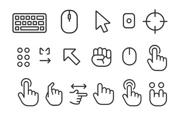 User interface line icon set. navigation, gestures, click icons outline collection