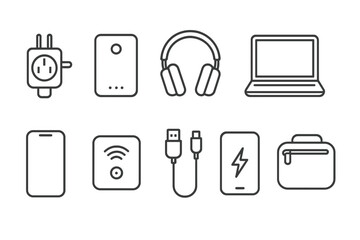 Electronics and device line icon set. gadgets, technology symbols in outline format