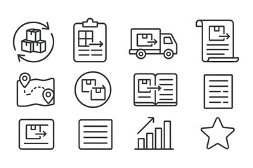 Logistics and delivery outline icon set. shipping, transport icons line collection