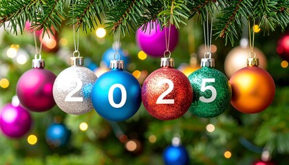 Christmas ornaments with the year 2025