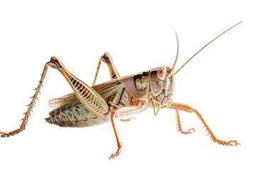 Elegant Close up of a Grasshopper on clear Transparent Background