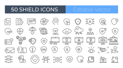 Safety, Security & World Data Icons – Vector Set for Cyber Protection and Global Info
