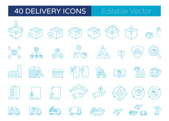 Delivery & Logistics Icons – Vector Symbols for Shipping, Cargo, and E-commerce
