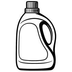 Black and White Vector Illustration of a Detergent Bottle - Simple Outline Design for Packaging, Household, and Branding Use  
