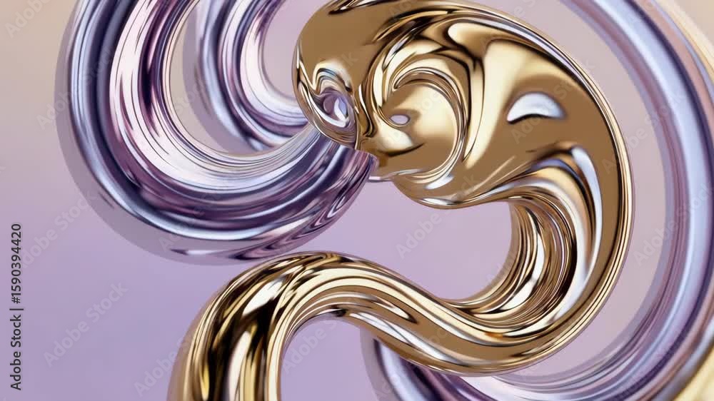 Wall mural dynamic flow of metallic and glassy liquid swirls in abstract motion