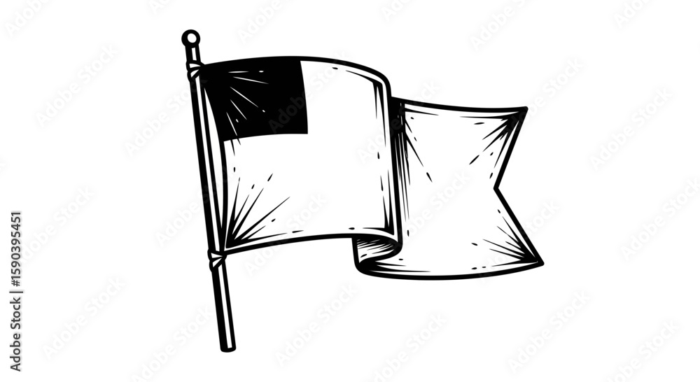 Poster vector illustration of waving flag banner vector drawing design element for graphic resources and cr