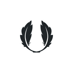simple minimalist elegant logo feather animal fur illustration template symbol brand product business