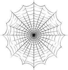 Obraz premium Black and white illustration of a symmetrical spider web, concept of nature's art. Vector illustration