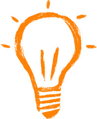 Hand-drawn orange light bulb illustration conveying a bright idea concept. Vector illustration