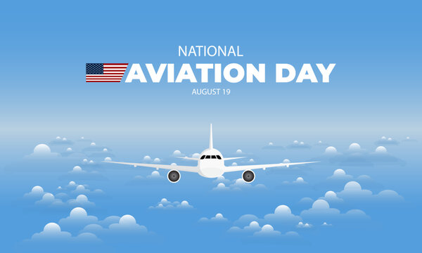 National Aviation Day August 19 Background Vector Illustration