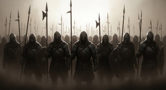 An army of warriors stands ready for battle