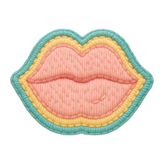 Fototapeta premium PNG Colorful embroidered lips illustration.