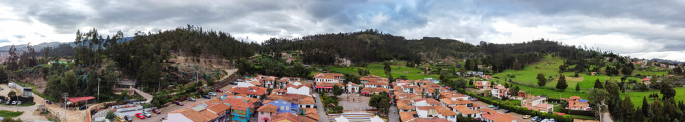 Obraz premium Duitama, Boyaca - Colombia. May 10, 2025. Pueblito Boyacense. The buildings are based on the traditional architecture of the region.