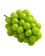 Fresh green Shine muscat grapes on a white background, a healthy and juicy fruit cluster ready for dessert or wine