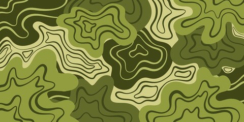 Wavy khaki pattern with curved lines. Complex camouflage with twisted lines.
