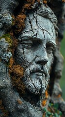 Ancient statue weathered face illustration images