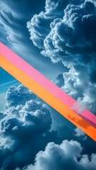 Stormy clouds with colorful stripes background wallpaper aesthetic sky cloudscape art