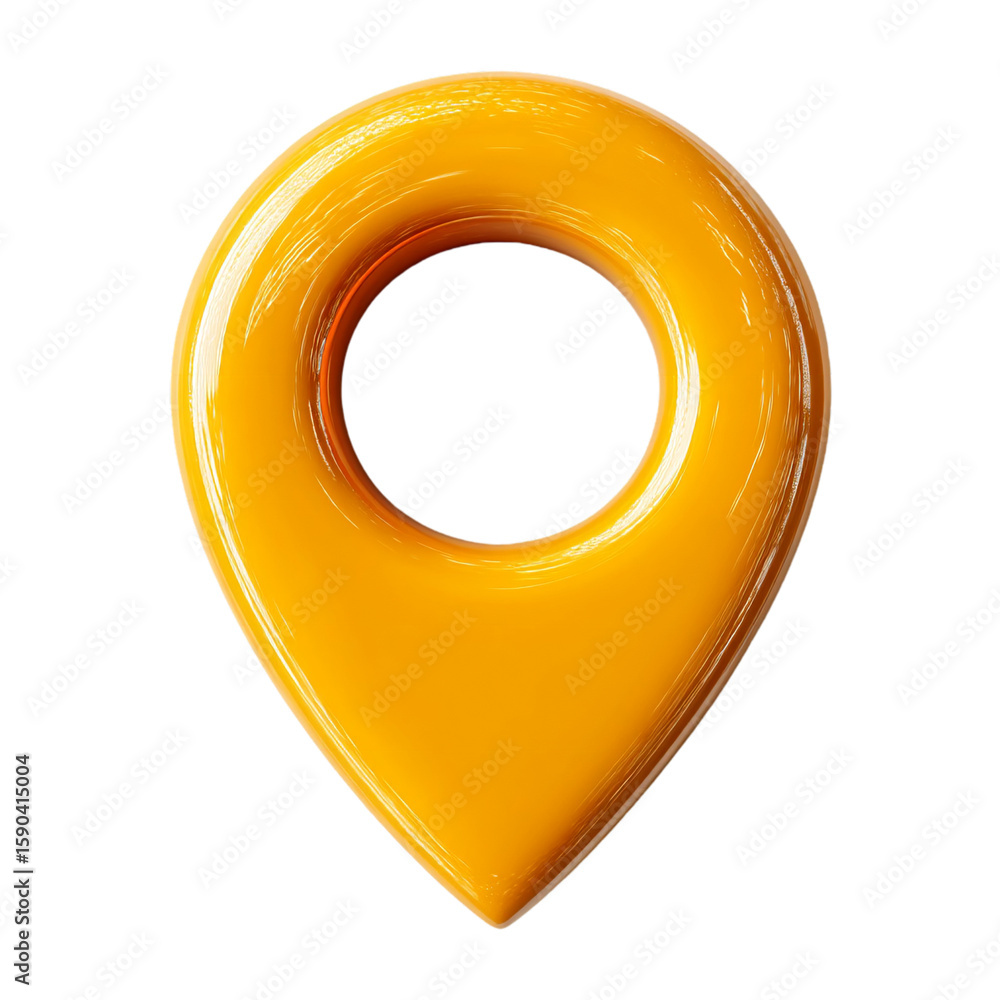 Poster yellow location pin gps mapping navigation destination travel concept isolated on transprint backgro