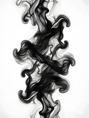 Abstract black smoke design on white background modern art wallpaper illustration