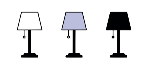 Three Cartoon Style Lamps with Varied Shade Designs on White Background