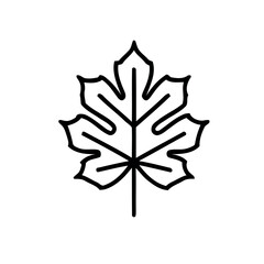 Stylized Leaf Icon in Black Outline Isolated on White Background