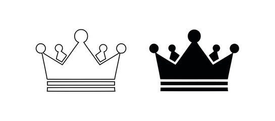 Royal crown outline and solid fill depiction on plain background