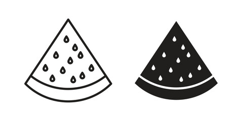 Watermelon slice icon. vector flat and line symbols. Vector Graphics.