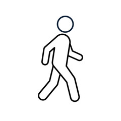 Simple Icon of Walking Figure on a White Background