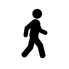Simple Icon of Walking Figure on a White Background