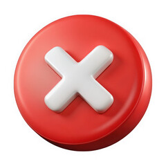 Obraz premium Red circle with white x mark isolated on transparent background