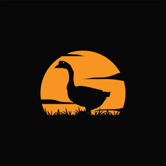 farm design with black silhouette concept duck animal logo livestock symbol simple illustration template