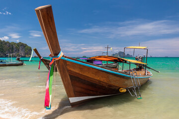 Long tail boat on Ao Nang Beach, Krabi, Thailand