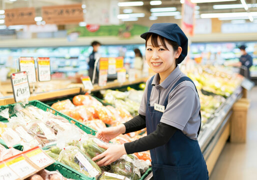 スーパーで働くパートタイマーの女性