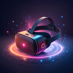  Futuristic VR Headset in Virtual Reality Scene